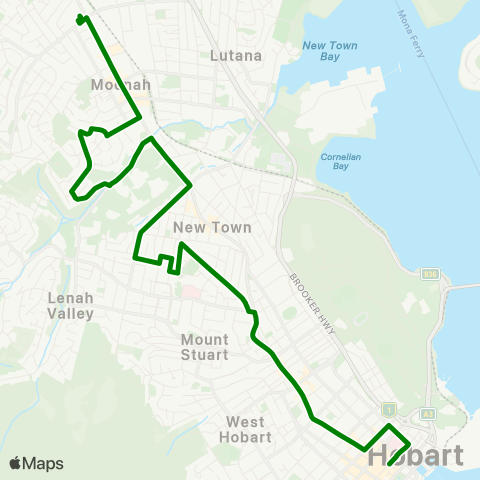 Metro Tasmania Metro Springfield to Hobart City map