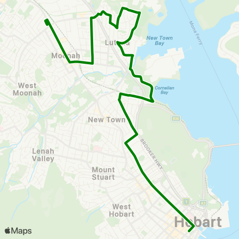 Metro Tasmania Metro Springfield to Hobart City map