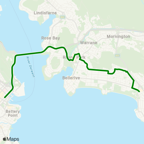 Metro Tasmania Shoreline to Hobart City map