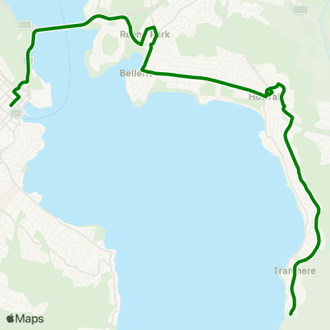 Metro Tasmania Tranmere to Hobart City map