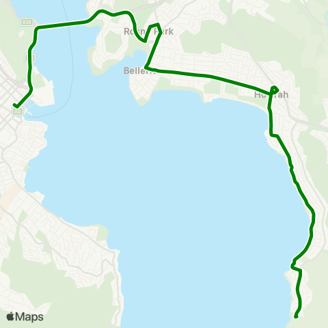 Metro Tasmania Tranmere to Hobart City map
