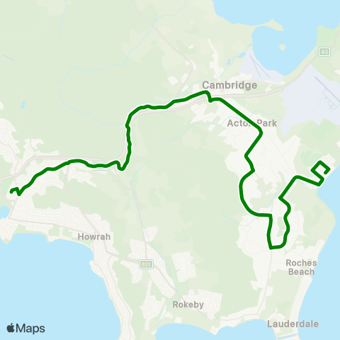 Metro Tasmania Seven Mile Beach to Hobart City map