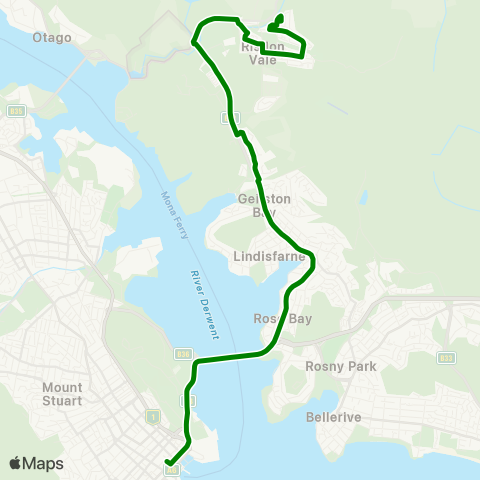 Metro Tasmania Risdon Vale to Hobart City map