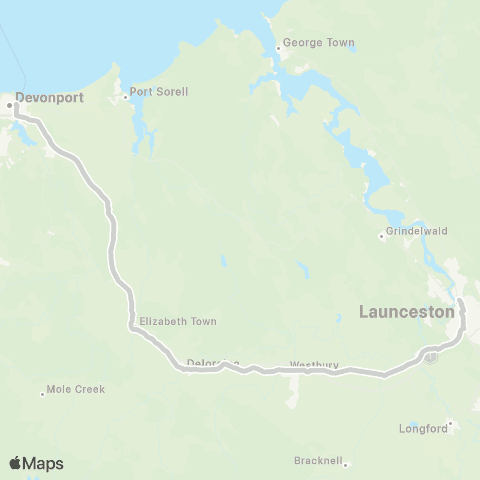 Tasmania Department of State Growth Devonport to Launceston map