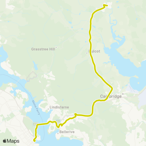 Tassielink Richmond to Hobart map