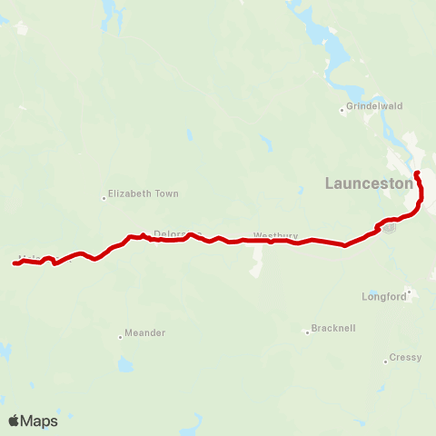 Tasmania Department of State Growth Mole Creek to Launceston map