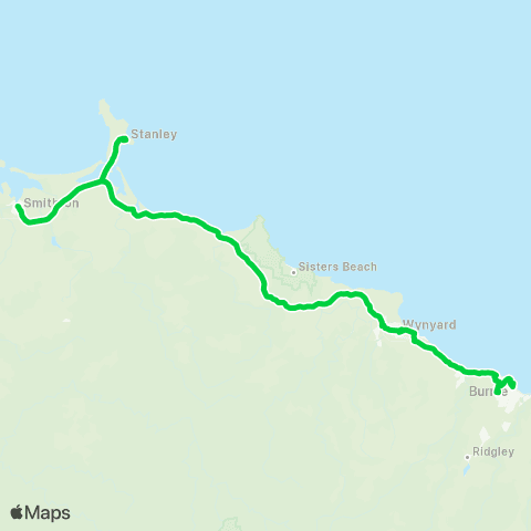 Tasmania Department of State Growth Smithton to Burnie map