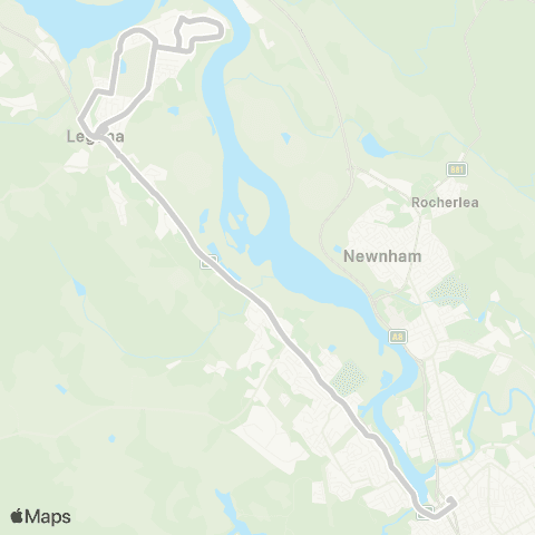 Manion's Coaches Legana to Launceston map