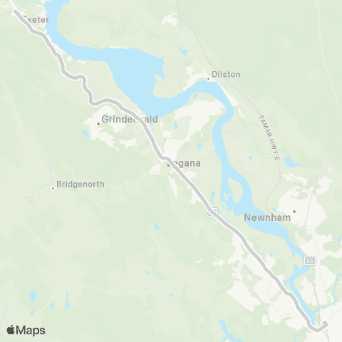 Manion's Coaches Exeter to Launceston map