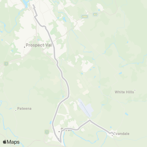 Tassielink Evandale to Launceston map