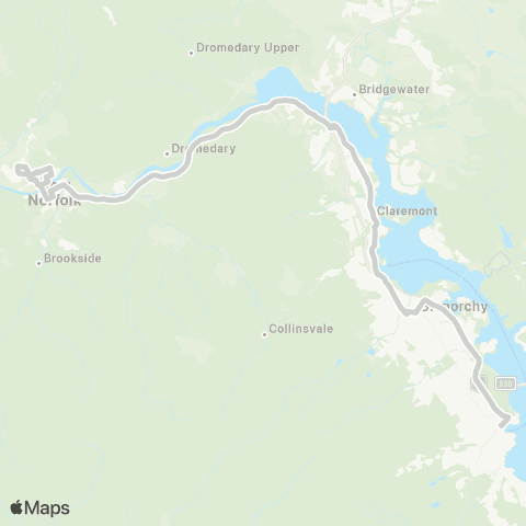Tasmania Department of State Growth New Norfolk to Hobart Express map