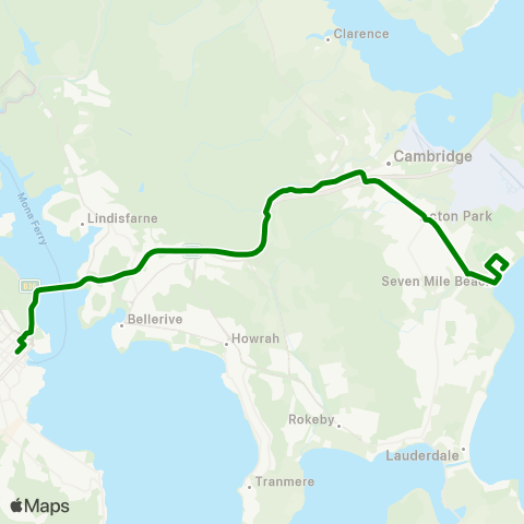 Metro Tasmania Seven Mile Beach to Hobart City Express map