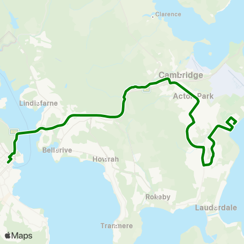 Metro Tasmania Seven Mile Beach to Hobart City Express map