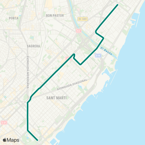 Trambaix & Trambesòs Ciutadella / Vila Olímpica - Gorg map