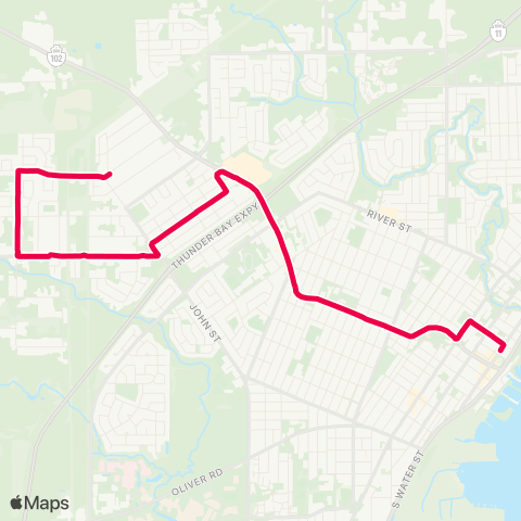 Thunder Bay Transit Jumbo Gardens map