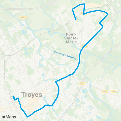 TCAT Pont Ste Marie Eureka - Gare SNCF map
