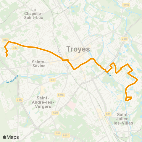 TCAT St Julien Moline - les Noes / Ste Savine map