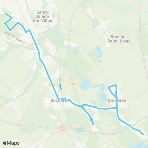 TCAT - Lignes scolaires Verrières - Lycée technique map