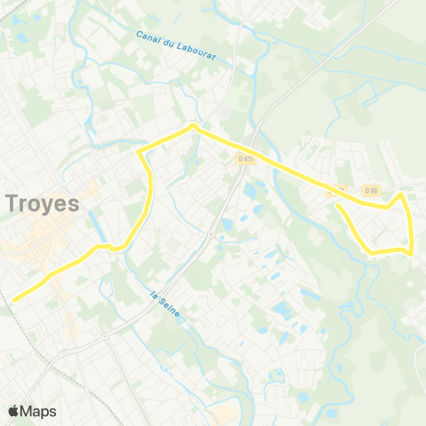 TCAT - Lignes scolaires St Parres Baires - Troyes Parc Expo map