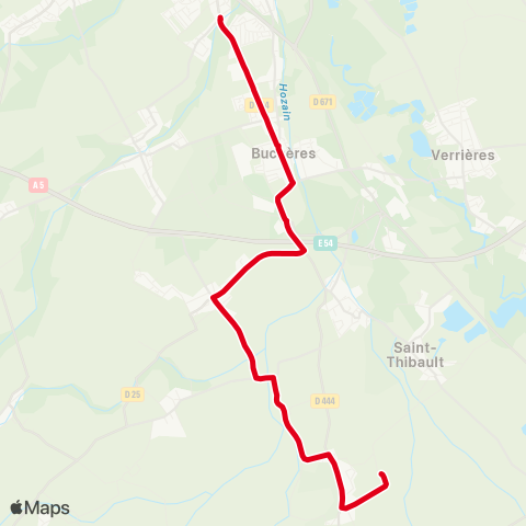 TCAT Buchères vers Moussey map