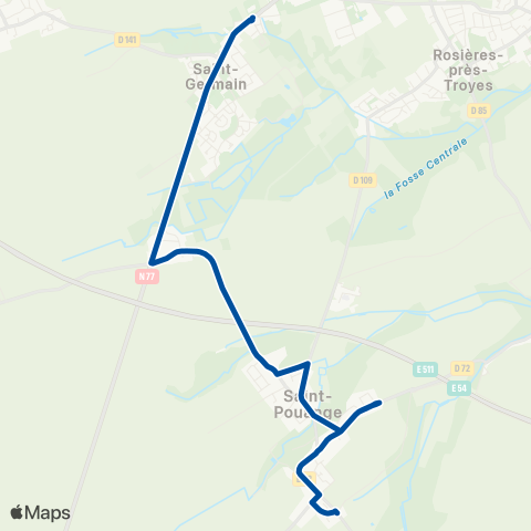TCAT St Germain vers St Pouange map