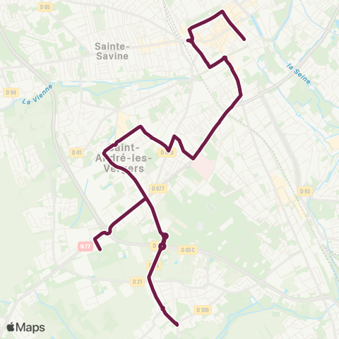 TCAT Troyes vers Cimetière intercommunal map