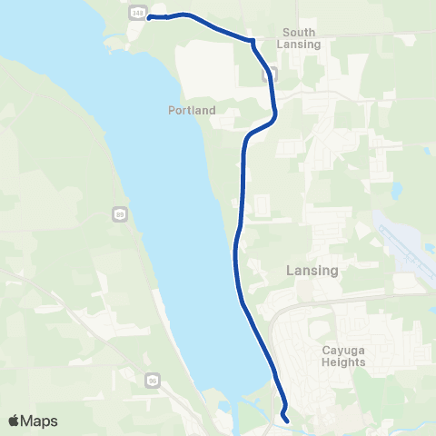 TCAT South Lansing - Cornell - Commons map