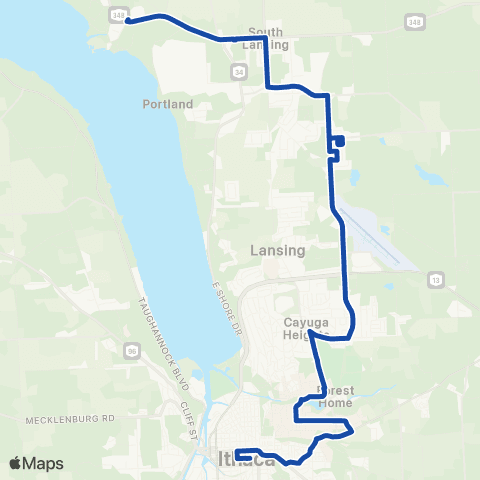 TCAT North Lansing - Cornell - Commons map