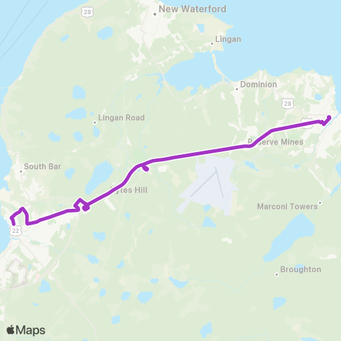 Transit Cape Breton Glace Bay to Sydney Express map