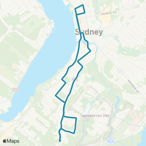 Transit Cape Breton Alexandra St. map