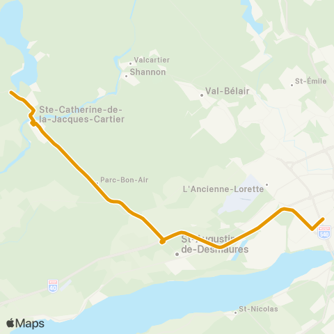 Transport collectif de La Jacques-Cartier Fossambault-s/-le-Lac et Ste-Catherine-de-la-Jacques-Cartier map