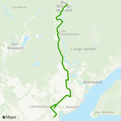 Transport collectif de La Jacques-Cartier Sainte-Brigitte-de-Laval map
