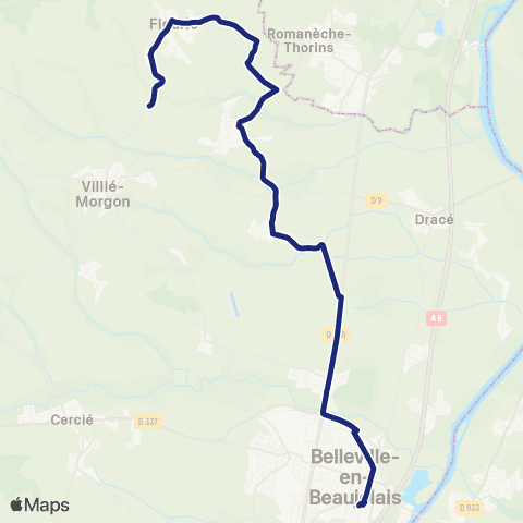 TCL Scolaires Fleurie / Romanèche-Thorins - Belleville map