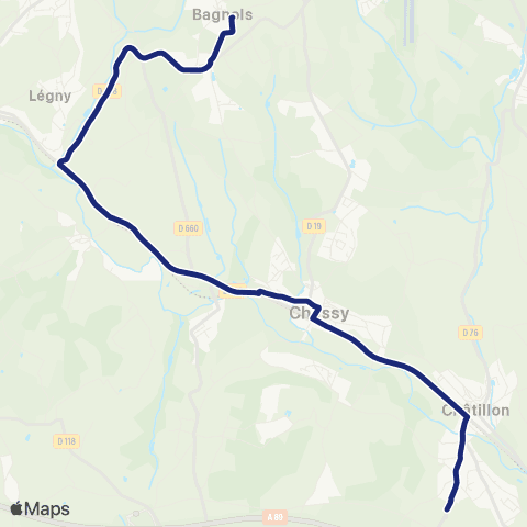 TCL Scolaires Bagnols - Châtillon-d'Azergues map
