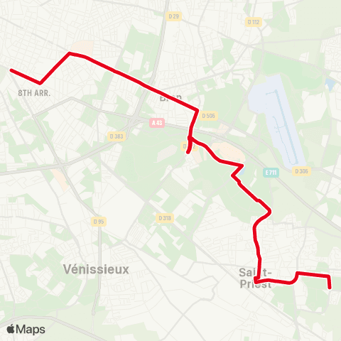 TCL Bus Relais Tramway T2 map