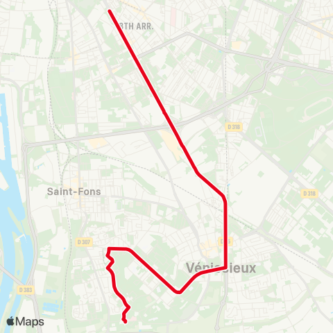 TCL Bus Relais Tramway T4 map