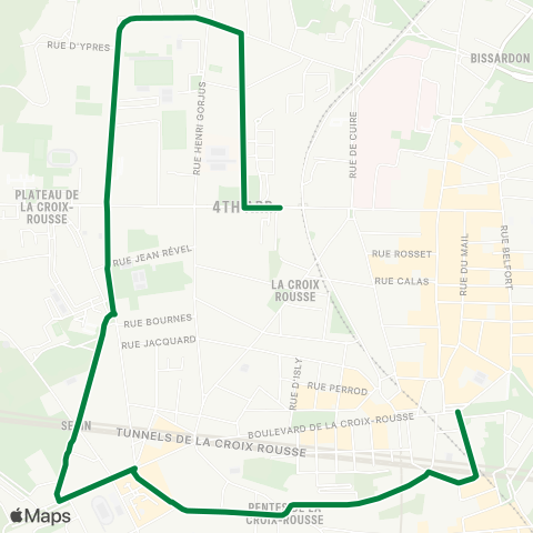 TCL Croix-Rousse - Hôp. Croix-Rousse - Henon - Croix-Rousse map