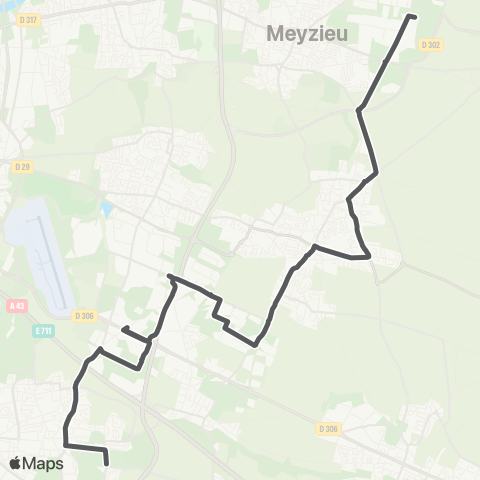 TCL Meyzieu ZI - Saint-Priest Bel Air map