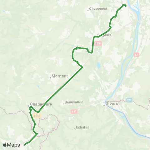 TCL Gare d'Oullins - Rive de Gier Mairie map