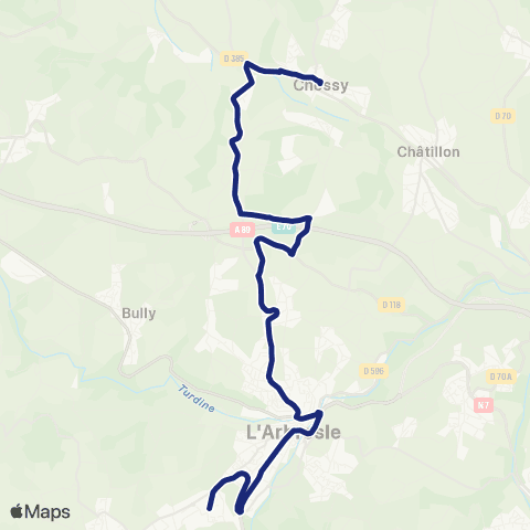 TCL Scolaires Chessy-les-Mines Mairie - Lycée Germaine Tillion map