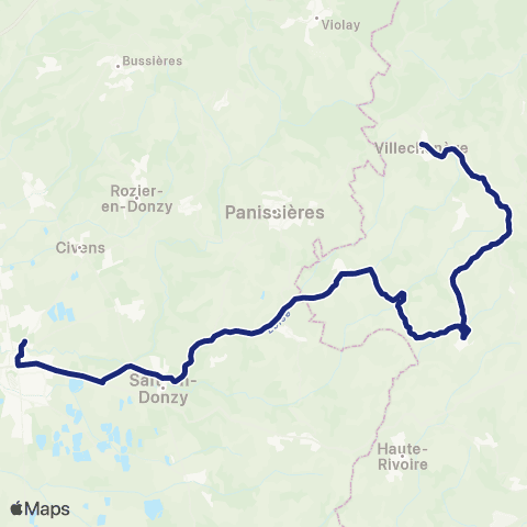 TCL Scolaires Villecheneve Bourg - Lycée du Forez map