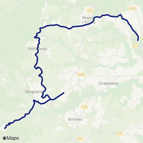 TCL Scolaires Vaugneray Bourg - Lycée Blaise Pascal map
