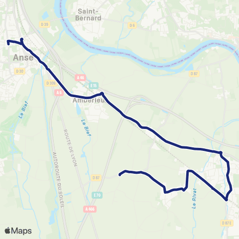 TCL Scolaires Quincieux - Anse map