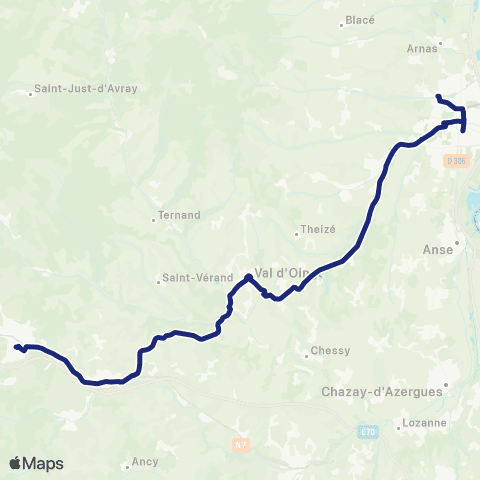 TCL Scolaires Tarare - Gleizé map