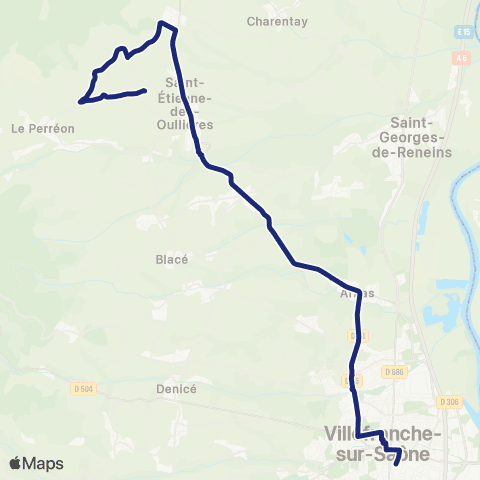 TCL Scolaires St-Étienne-la-Varenne - Villefranche map