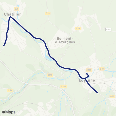 TCL Scolaires Lozanne - Châtillon map