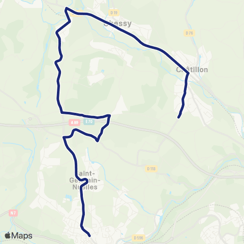 TCL Scolaires Saint-Germain - Châtillon-d'Azergues map