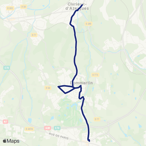 TCL Scolaires Dommartin - Civrieux-d'Azergues map