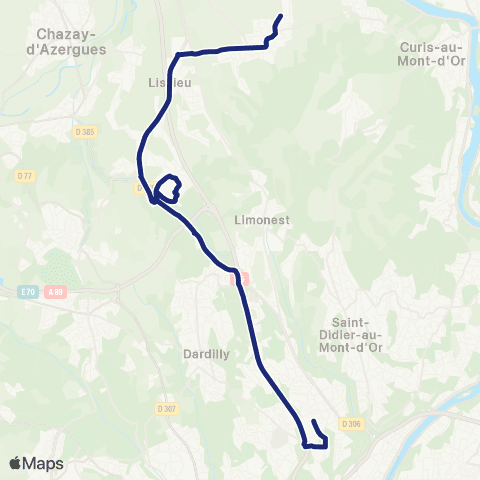 TCL Scolaires Chasselay - Champagne-au-Mont-d'Or map
