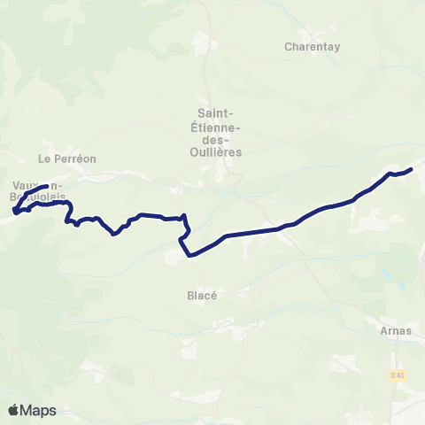 TCL Scolaires Vaux-en-Beaujolais le Bourg - Collège Bois Franc map
